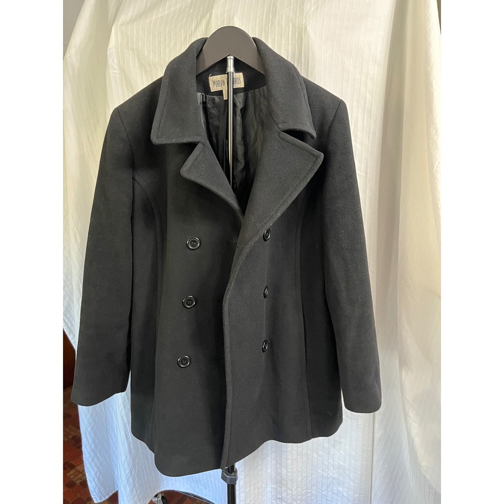 Marvin Richards Black Wool Cashmere Blend Pea Coat Double Breasted Jacket Medium